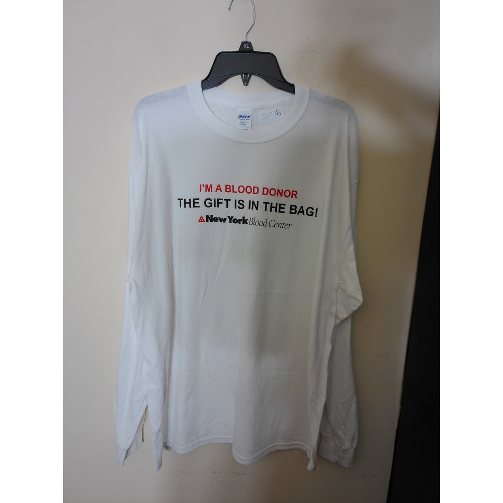 Gildan T-Shirt Womens XL White New York Blood Center Graphic Tee Civic 2278